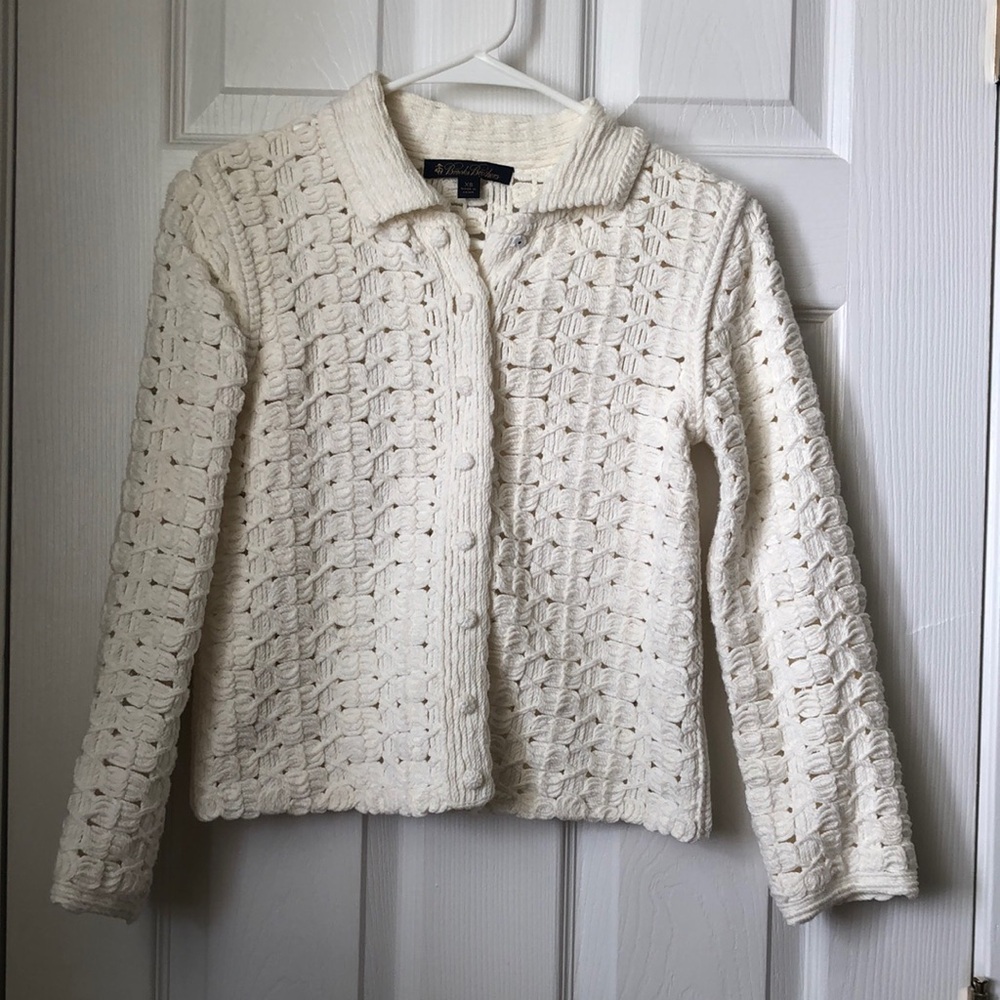Women's Brooks Brothers Cotton Cream Sweater in XS